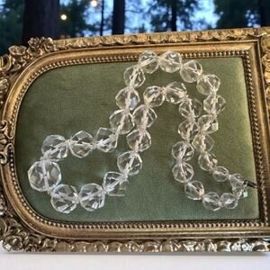 Signed German Sterling Silver Art Deco Bohemian Rock Crystal Estate Necklace